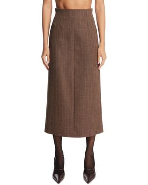 Maison Margiela Wool Midi Skirt - Brown