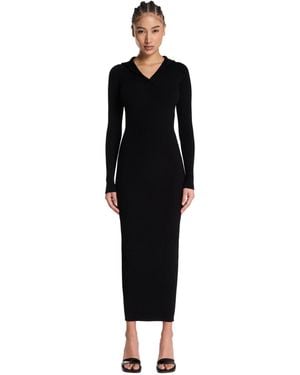 Alaïa Hooded Long Knit Dress - Black