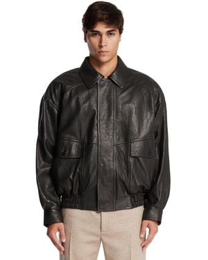 Saint Laurent Leather Balloon Bomber - Black