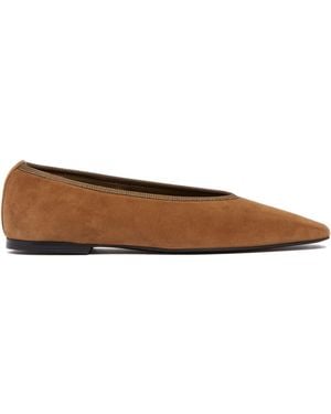 TOTEME Minimalist Suede Ballet Flats - Brown