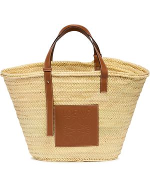 Loewe Palm Leaf And Leather Basket Bag - Metallic