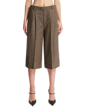 Saint Laurent Wool Culotte Trousers - Green
