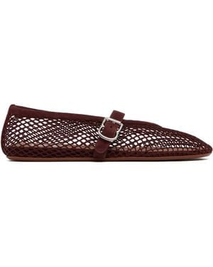 Alaïa Suede Fishnet Ballet Flats - Brown