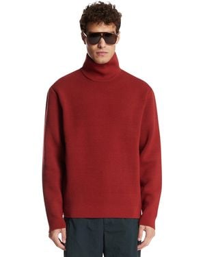 ZEGNA Burgundy High-Neck Jumper - Red