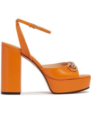 Gucci Platform Sandals With Horsebit - Orange
