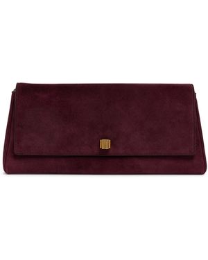 KHAITE Burgundy Suede Audrey Clutch - Purple