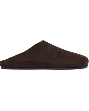 The Row Hudson Suede Slippers - Brown