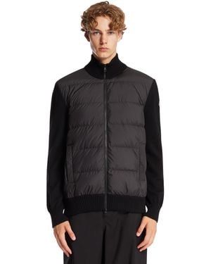 Moncler Wool Padded Zip Cardigan - Black