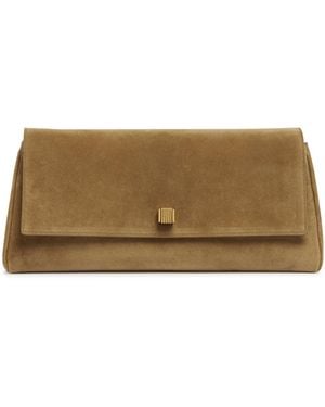 KHAITE Suede Audrey Clutch - Natural
