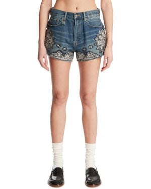 R13 X-Boyfriend Applique Shorts - Blue