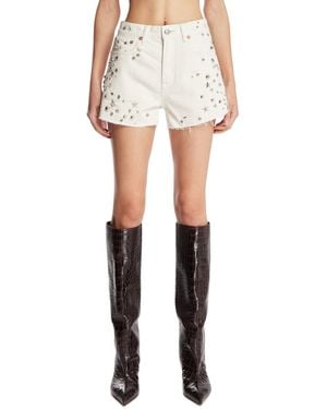 R13 Studded Denim Shorts - White