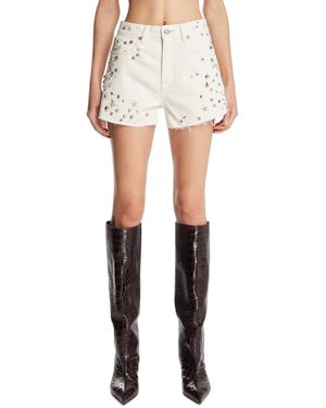 R13 Studded Denim Shorts - White