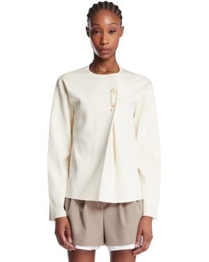 Carven Silk Top With Pin - White
