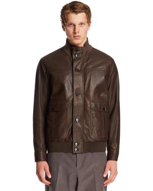 Brioni Leather 75 Blouson Jacket - Brown