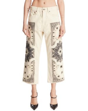 R13 Cropped Applique Jeans - Natural