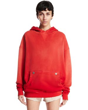 Antik Denim Cotton Oversized Sweatshirt - Red