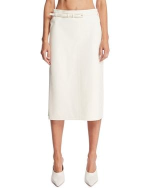 Tom Ford Leather Midi Skirt - Natural