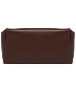 The Row Square Compact Leather Clutch - Brown