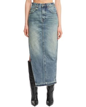R13 Midi Denim Skirt - Blue