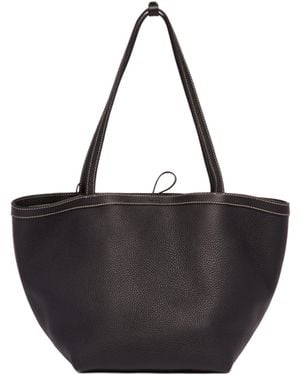 The Row Park Tote Three Stitch Leather Bag - Black
