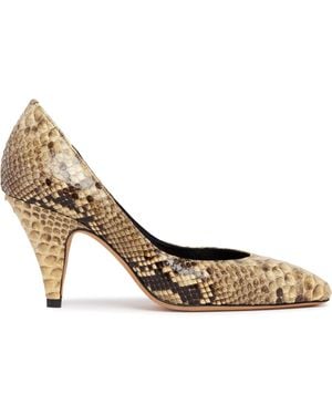 Jude Haze Python-Print Leather Court Shoes - Metallic