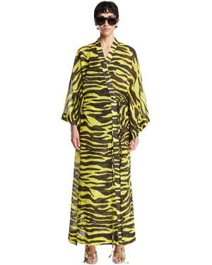 The Attico And Tiger-Print Caftan - Metallic