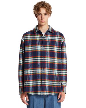 DARKPARK Check Wool Shirt - Blue