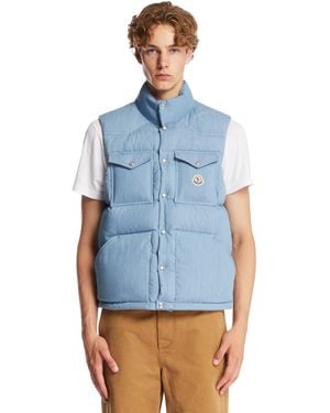 Moncler Ervional Padded Denim Vest - Blue