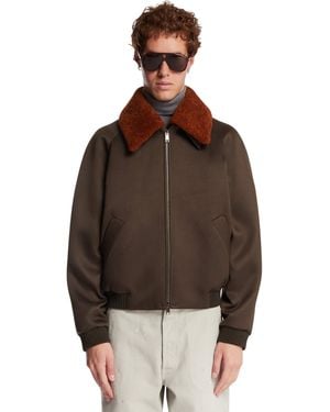 ZEGNA Wool-Silk Blend Twill Jacket - Brown