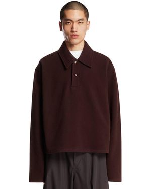 Rier Bordeaux Wool Fleece Polo Jumper - Red