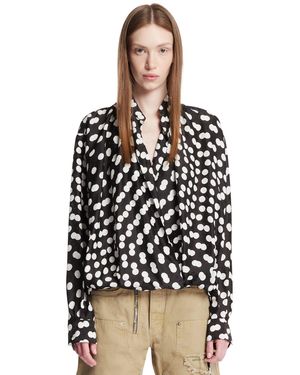Dries Van Noten Polka Dot Wrap Blouse - Black