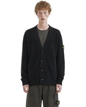Stone Island 5100010 Pure Rws Wool Cardigan - Black