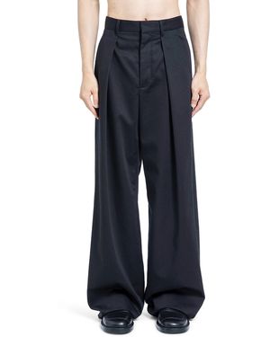 Ann Demeulemeester Botel Wide Leg Pleated Trousers - Blue