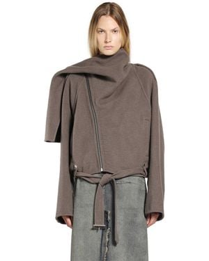 Rick Owens Cropped Cashmere Wool Jacket - Brown