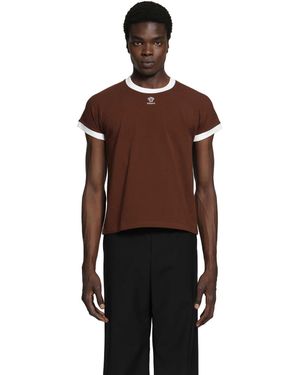Versace Embroidered-Logo Stretch Jersey T-Shirt - Brown