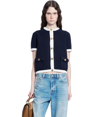【送料&関税込】Gucci Midnight Blue Stretch Crochet Cardigan Gucci Midnight Stretch Crochet Cardigan in Blue | Lyst