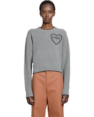 Chloé Wool Knit Cropped Jumper - Grey
