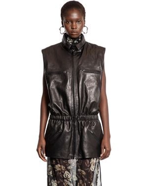 Magda Butrym Leather Peplum Vest - Black