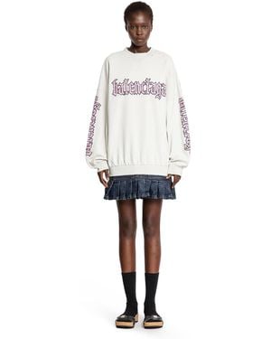 Balenciaga Hybrid Dress In Cotton Jersey And Denim - White