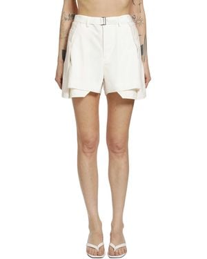 Sacai Wool Suiting X Denim Shorts - White