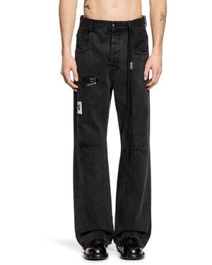 Ann Demeulemeester Ronald 5 Pocket Jeans With Printed Patches - Black