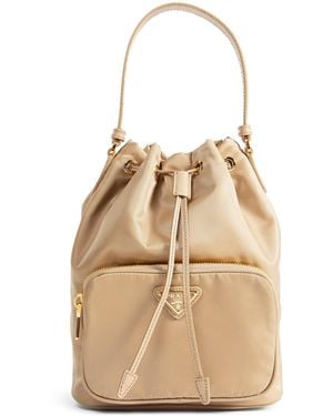 Prada Duet Re-Nylon Bucket Bag - Natural