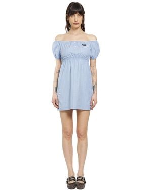Miu Miu Checked Poplin Mini Dress - Blue