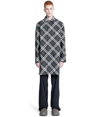 Burberry Check Nylon Mid-Length Trench Coat - Blue