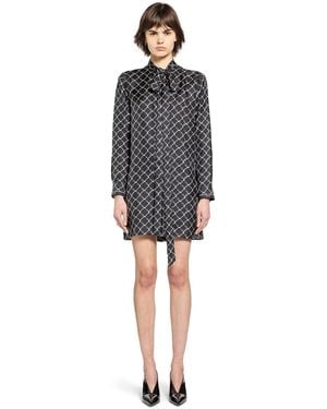 Gucci Horsebit Print Silk Twill Dress - Black