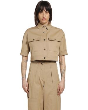 Max Mara Stretch Cotton Cropped Jacket - Natural