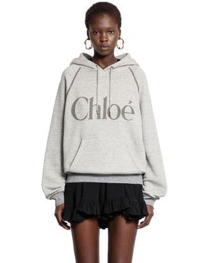 Chloé Oversized Logo Hoodie Sweatshirt - Grey