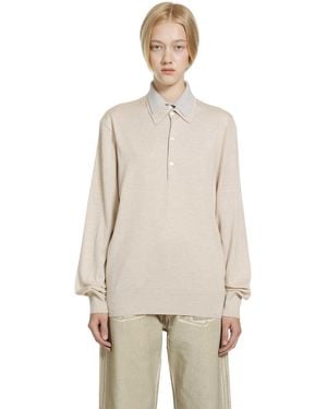 Acne Studios Layered Silk Cashmere Polo - Natural