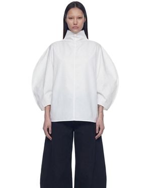 NVL-GARDE Balloon Sleeve High-Neck Top - White