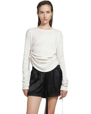 Ann Demeulemeester Dot Wrinkled Long Sleve Top - White